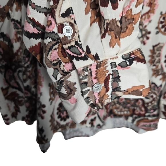 Westbound Womens Tencel Brown Pink Paisley Print Button Down Shirt Plus Size 3XL - Picture 3 of 9